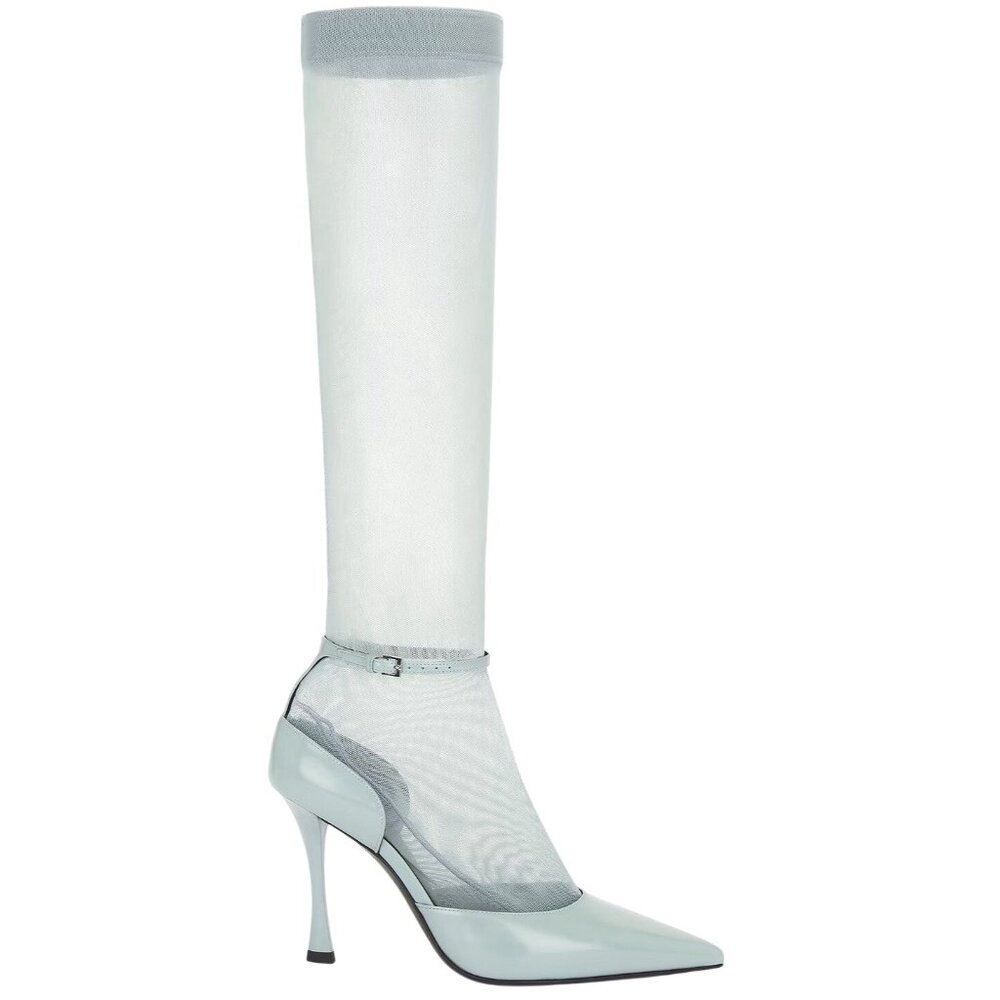 Givenchy Show Stocking Pumps in Grey 41 with Box Womens High Heels Boots Leather - Picture 2 of 16